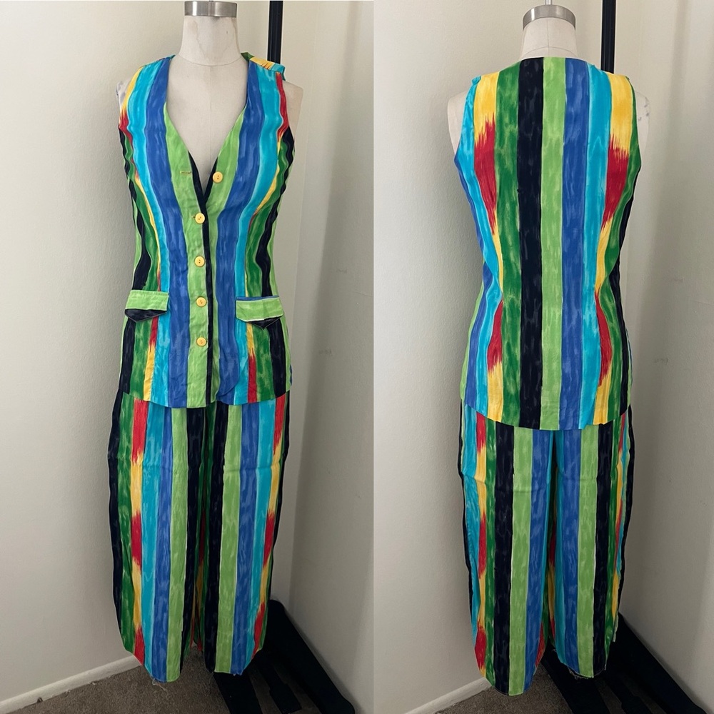 Joseph Ribkoff Multicolor Striped Skirt Set